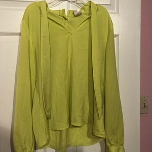 Neon Yellow Forever 21 Blouse with necktie